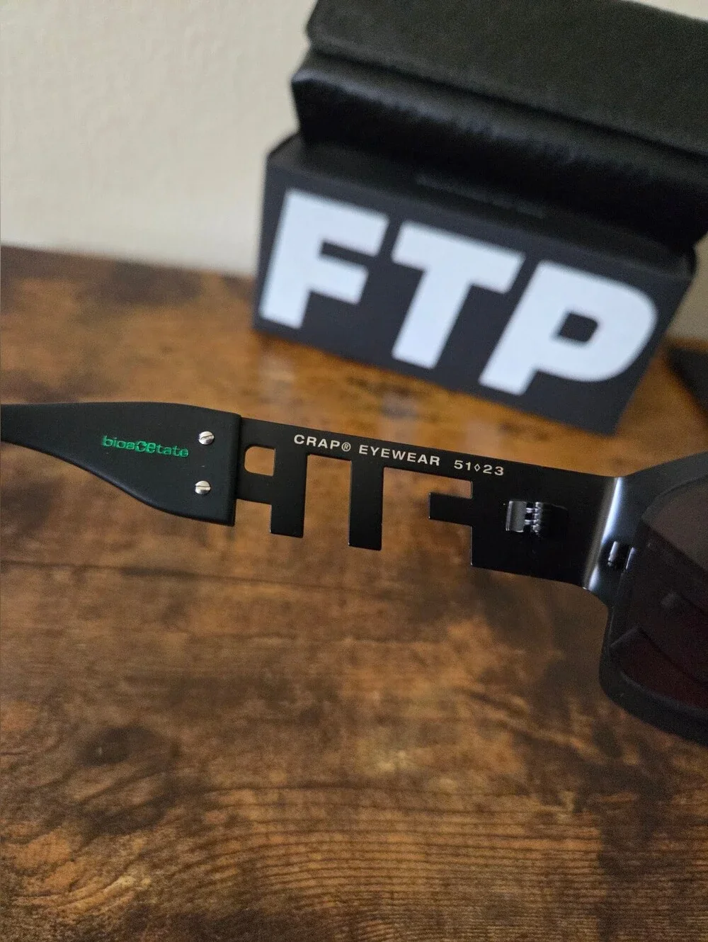 FTP x Crap Eyewear Square Black Steel Sunglasses